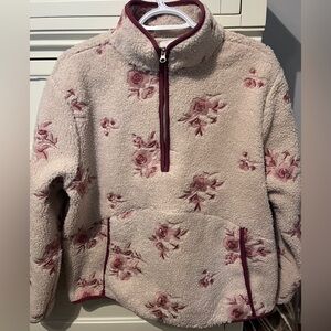House of Harlow 1960 Floral Sherpa Fleece Quarter Zip Pullover